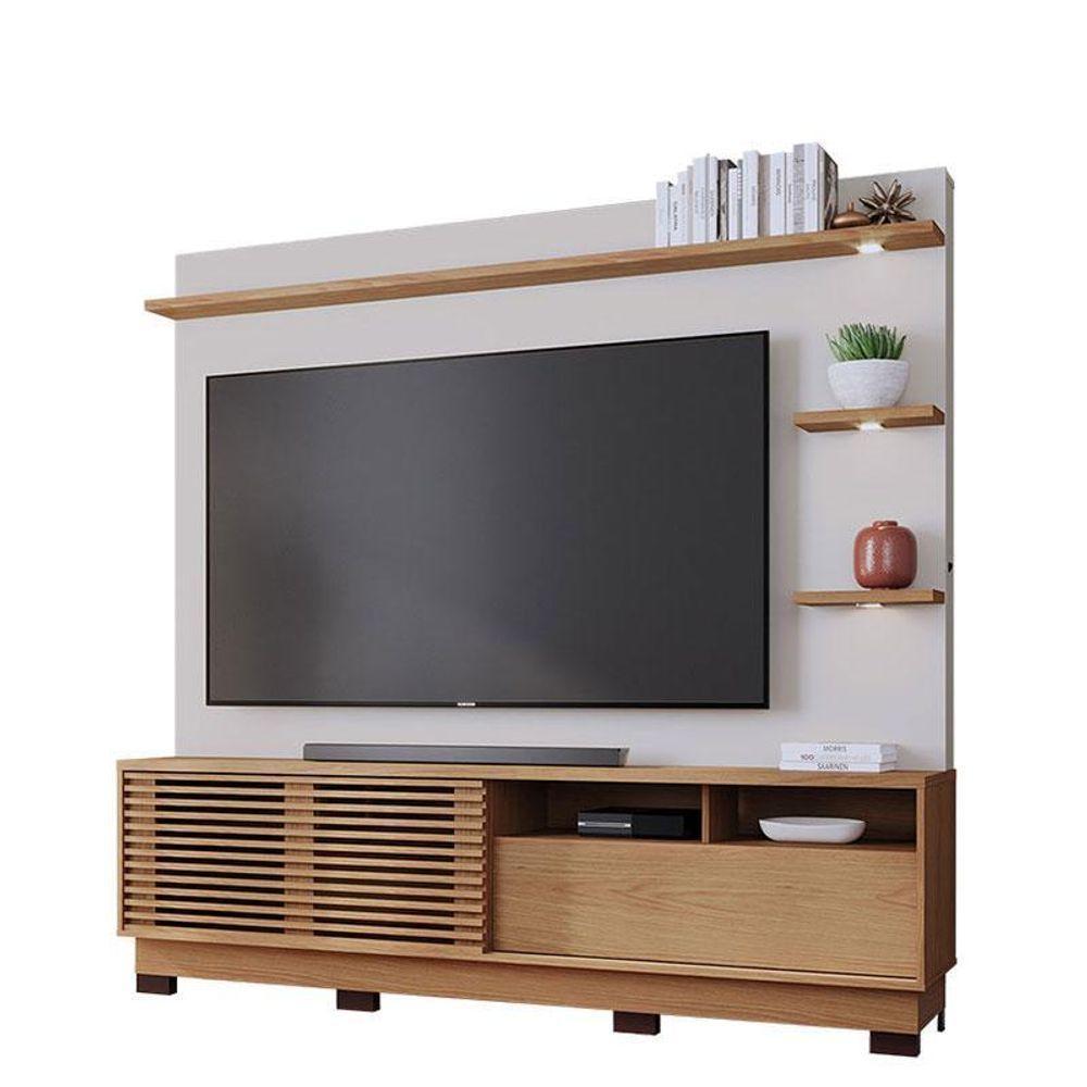 Estante Home Theater Ambiente Campeche Com Pés Freijó Off White Matte - Colibri - 4