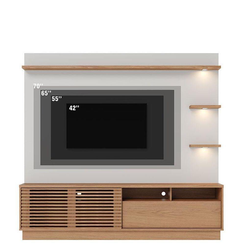 Estante Home Theater Ambiente Campeche Com Pés Freijó Off White Matte - Colibri - 5