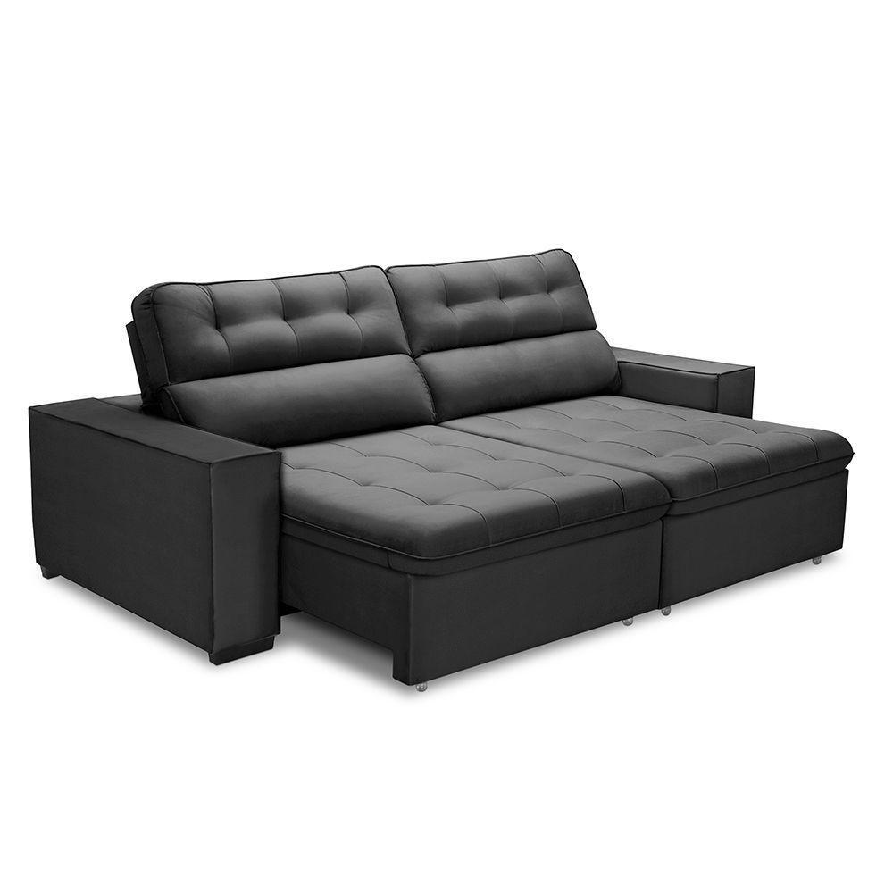 Sofa Retratil Reclinavel 2 Lugares 2,30 Vitória Veludo Grafite Lansofbr - 4