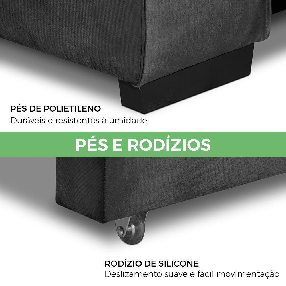 Sofa Retratil Reclinavel 2 Lugares 2,30 Vitória Veludo Grafite Lansofbr - 7