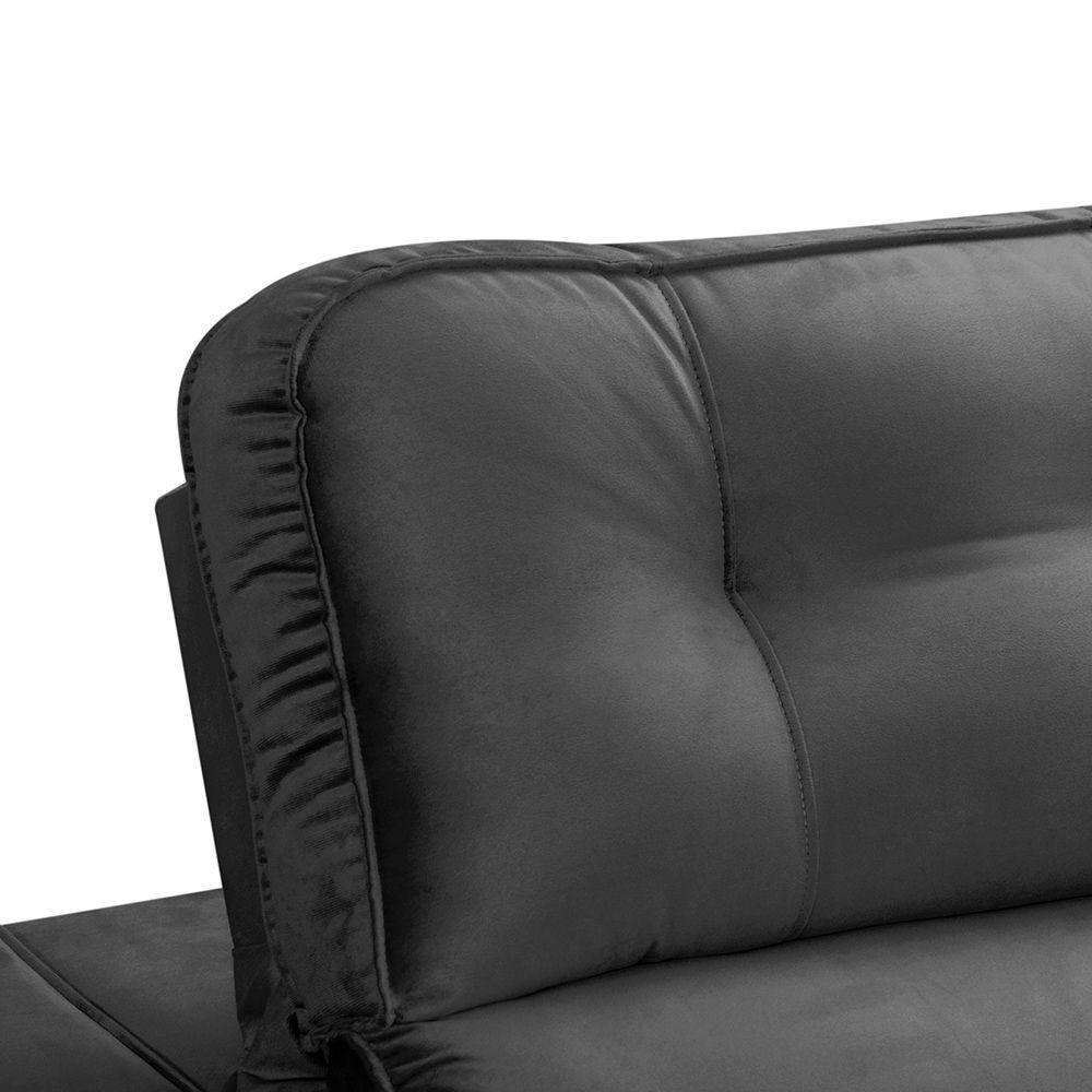 Sofa Retratil Reclinavel 2 Lugares 2,30 Vitória Veludo Grafite Lansofbr - 9