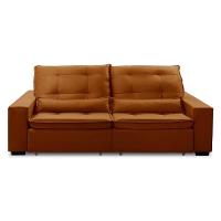 Sofa Retratil Reclinavel 2 Lugares 2,30m Atlantis Veludo Laranjado Lansofbr