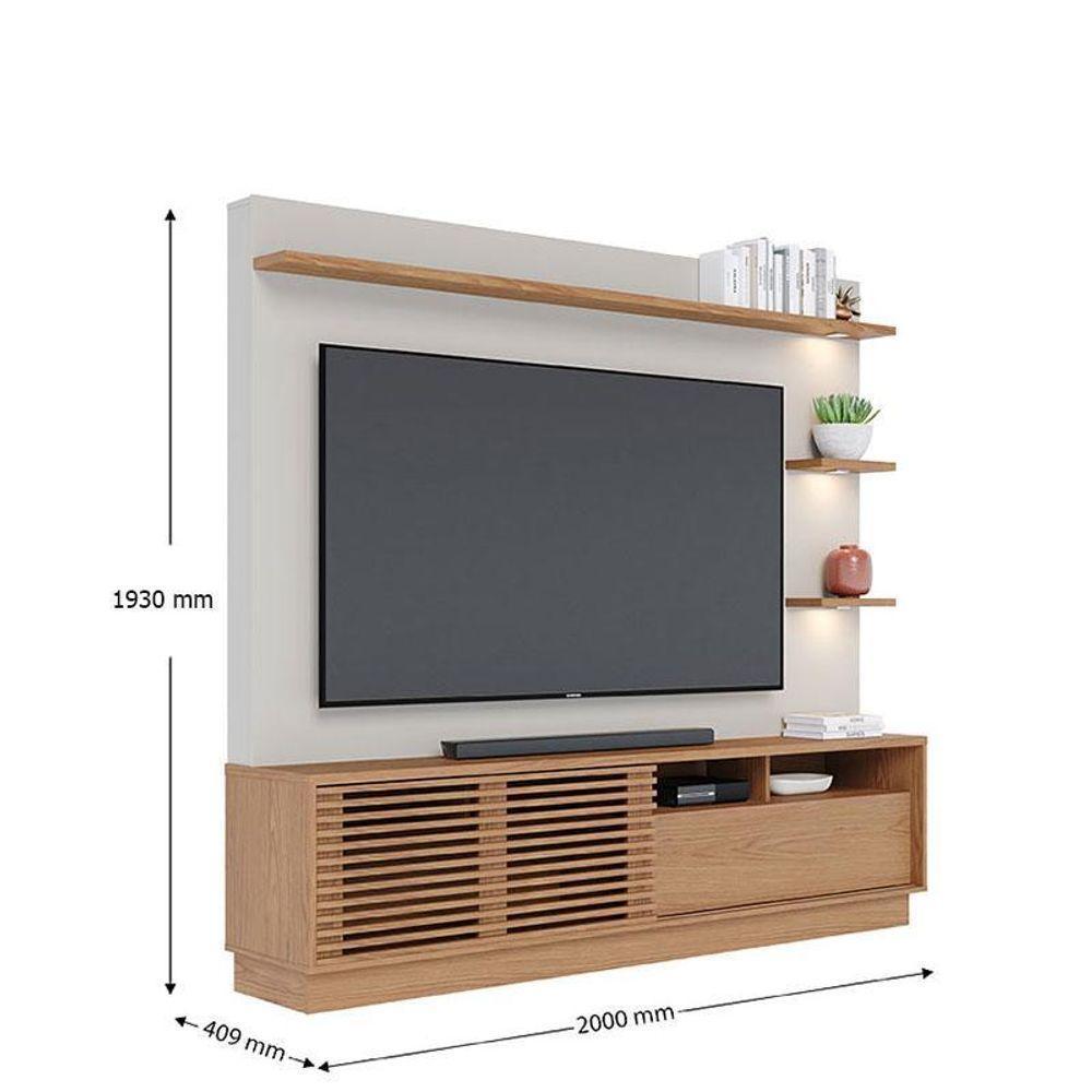 Estante Home Theater Campeche Com Pés Freijó Off White Matte E Mesa De Centro Jeri Off White Freijó - Colibri - 4