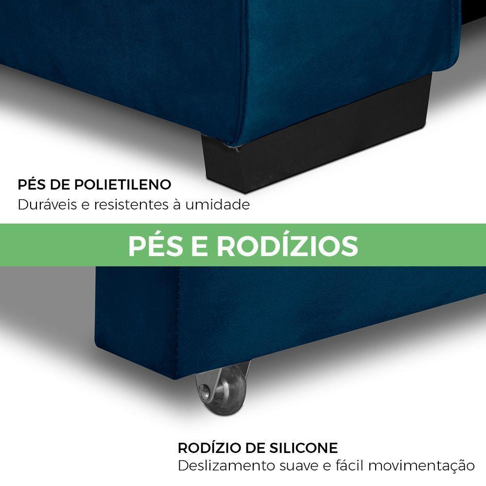 Sofa Retratil Reclinavel 2 Lugares 2,30m Atlantis Veludo Azul Marinho Lansofbr - 8