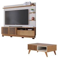 Estante Home Theater Campeche Com Pés Freijó Off White Matte E Mesa De Centro Jeri Freijó Off White - Colibri - 1