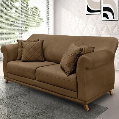 Sofá 2 Lugares Pé De Madeira Julieta 160 Cm Suede S04 - D'rossi Cor Caramelo