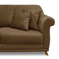 Sofá 2 Lugares Pé De Madeira Julieta 160 Cm Suede S04 - D'rossi Cor Caramelo - 6