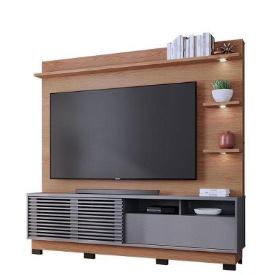 Estante Home Theater Campeche Com Pés Freijó Cinza Acetinado - Colibri