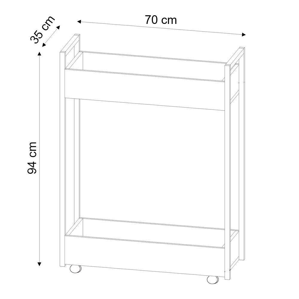 Carrinho Gourmet Auxiliar Para Cozinha 2 Prateleiras Noah Preto M13 - D'rossi Cor Branco - 3