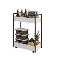 Carrinho Gourmet Auxiliar Para Cozinha 2 Prateleiras Noah Preto M13 - D'rossi Cor Branco - 2