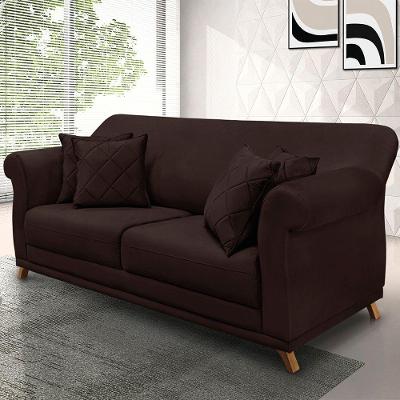 Sofá 2 Lugares Pé De Madeira Julieta 160 Cm Suede S04 - D'rossi Cor Café