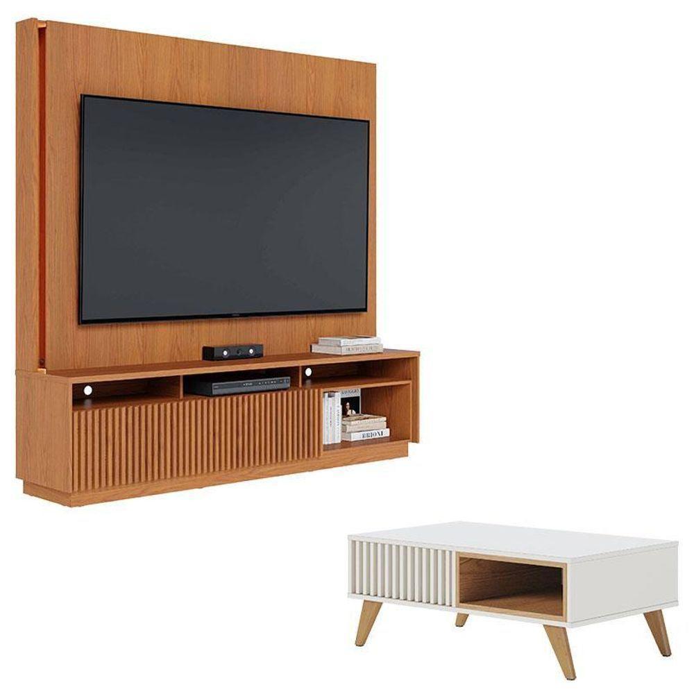 Estante Home Theater Jordão Freijó Com Mesa De Centro Jeri Off White Freijó - Colibri - 1