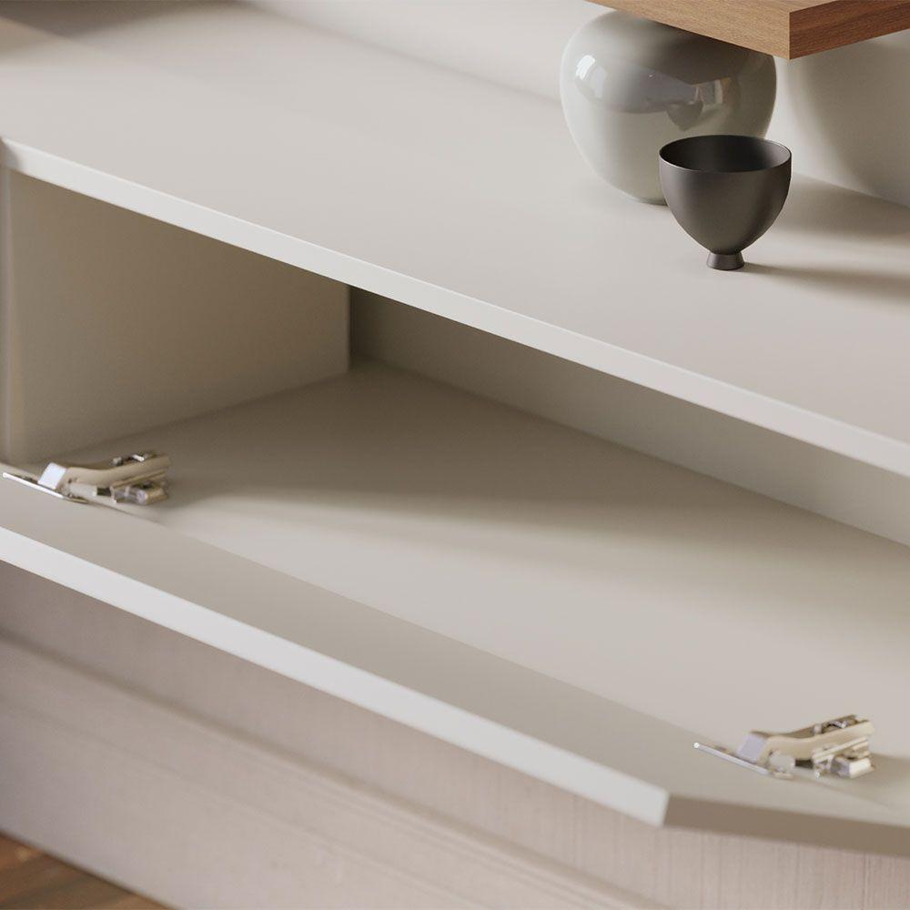 Painel Tv 65 Pol 150cm Bancada Suspensa Ripado Luca C04 - D'rossi Cor Off White Matte E Freijó - 8