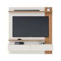 Painel Tv 65 Pol 150cm Bancada Suspensa Ripado Luca C04 - D'rossi Cor Off White Matte E Freijó - 5