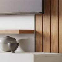 Painel Tv 65 Pol 150cm Bancada Suspensa Ripado Luca C04 - D'rossi Cor Off White Matte E Freijó - 7