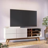 Rack Para Sala Bancada De Tv 70 Pol 180cm Cinthia C04 - D'rossi Cor Off White Matte E Freijó - 2
