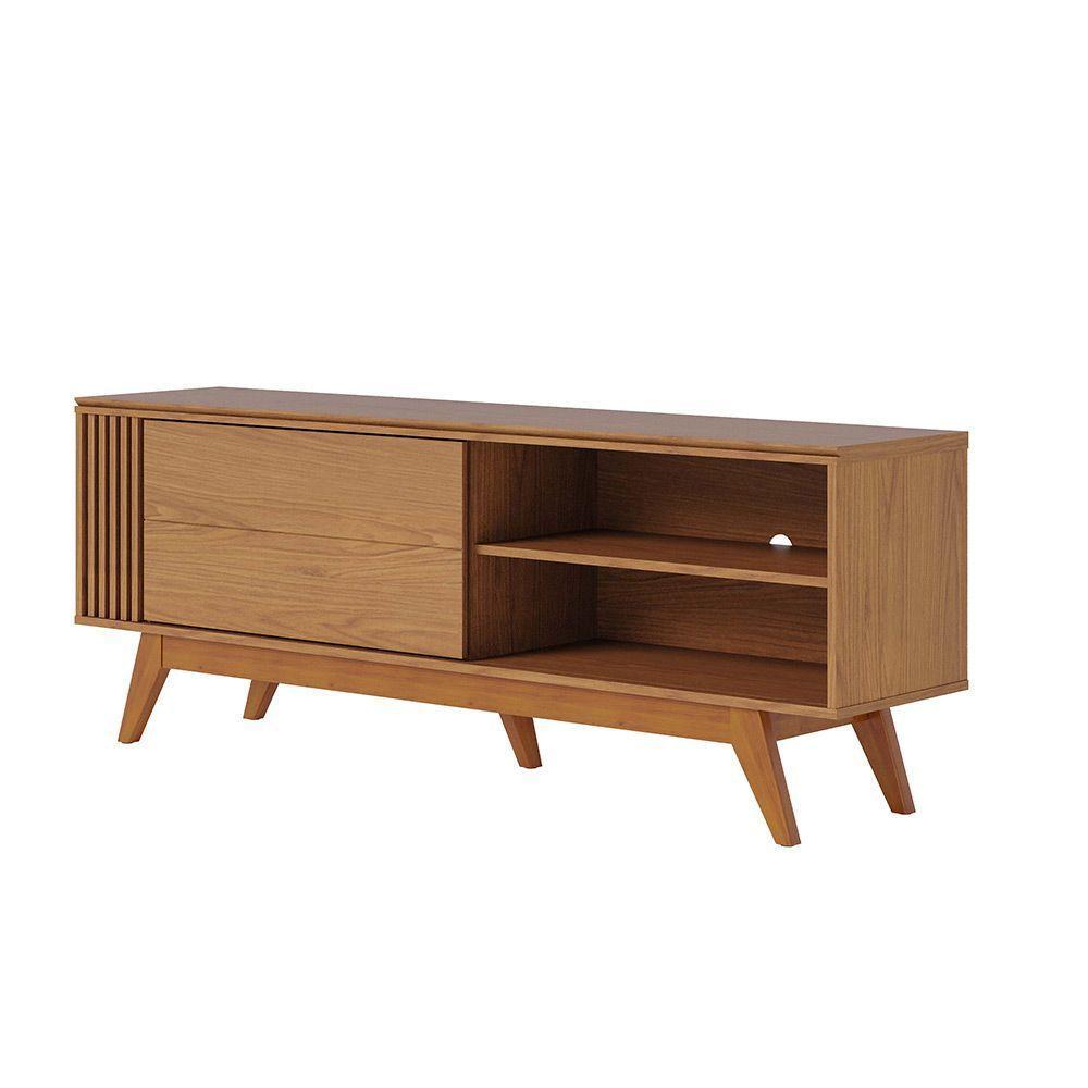 Rack Para Sala Bancada De Tv 60'' 1 Porta Ripado Tarsila C04 - D'rossi Cor Freijó - 1