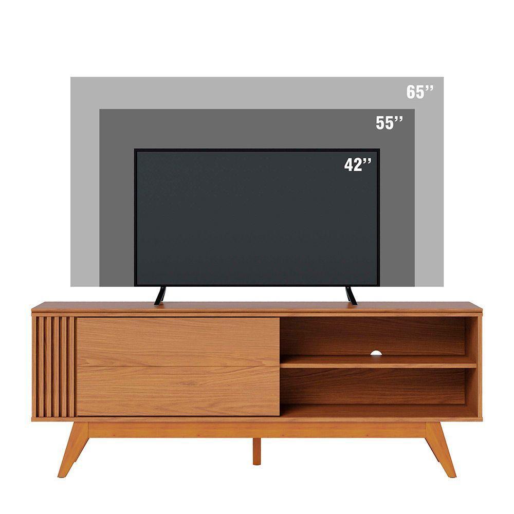 Rack Para Sala Bancada De Tv 60'' 1 Porta Ripado Tarsila C04 - D'rossi Cor Freijó - 4