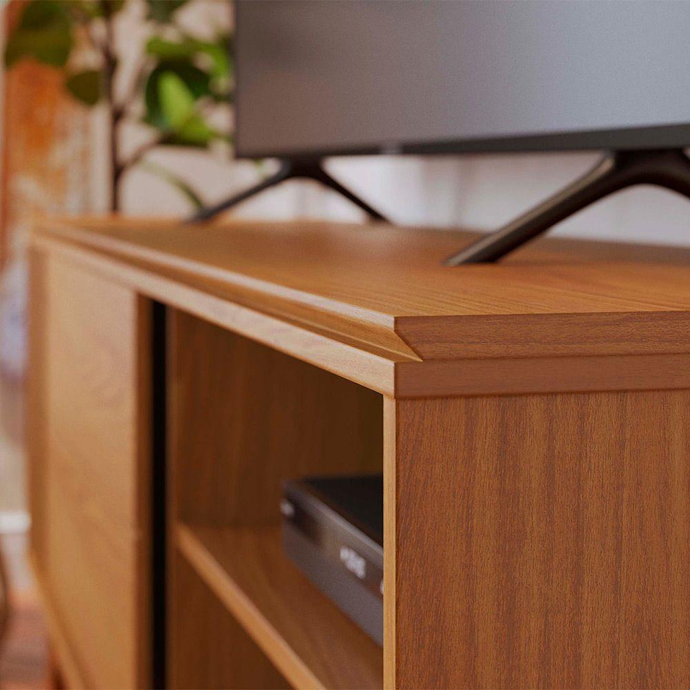 Rack Para Sala Bancada De Tv 60'' 1 Porta Ripado Tarsila C04 - D'rossi Cor Freijó - 6