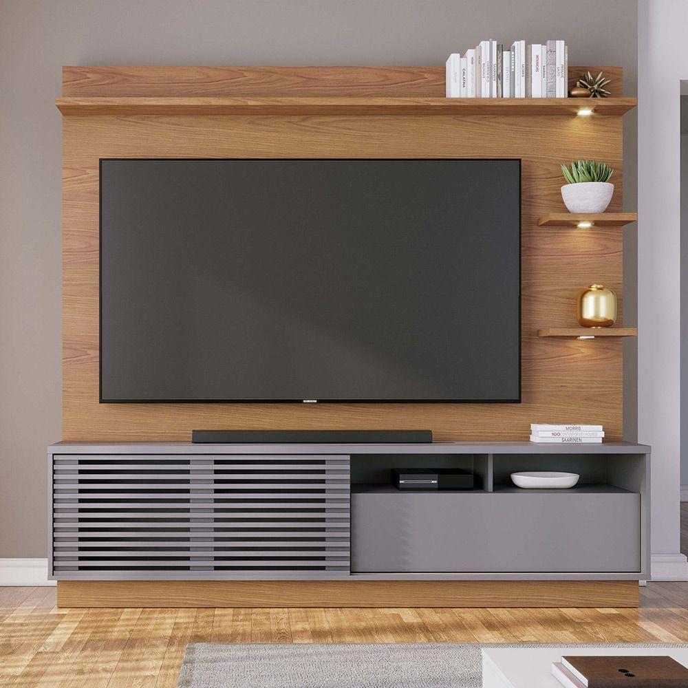 Estante De Tv 70 Polegadas 200cm Com Led Lidia C04 - D'rossi Cor Freijó E Cinza Fosco - 4