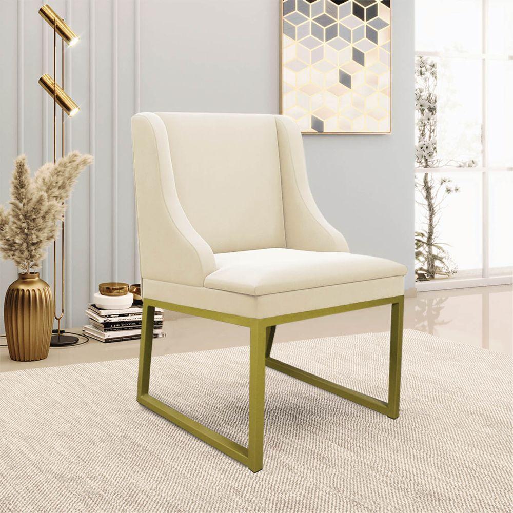 Cadeira Sala De Jantar Industrial Dourado Kit 2 Liz Veludo D03 - D'rossi Rose - 2