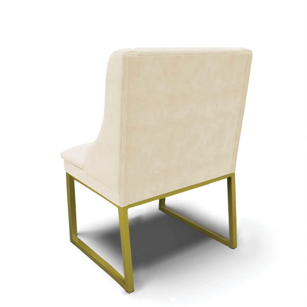 Cadeira Sala De Jantar Industrial Dourado Kit 2 Liz Veludo D03 - D'rossi Rose - 6