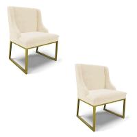 Cadeira Sala De Jantar Industrial Dourado Kit 2 Liz Veludo D03 - D'rossi Rose - 1