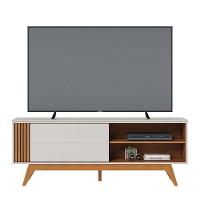 Rack Para Sala Bancada De Tv 60'' 1 Porta Ripado Tarsila C04 - D'rossi Cor Off Matte E Freijó - 9