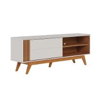 Rack Para Sala Bancada De Tv 60'' 1 Porta Ripado Tarsila C04 - D'rossi Cor Off Matte E Freijó - 10