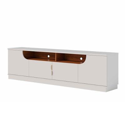 Bancada Tv De 75 Polegadas 4 Portas Karol 200cm C04 - D'rossi Cor Off White Matte E Freijó