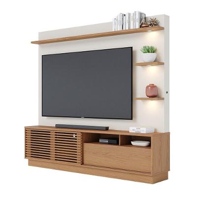 Estante De Tv 70 Polegadas 200cm Com Led Lidia C04 - D'rossi Cor Freijó E Off White Matte