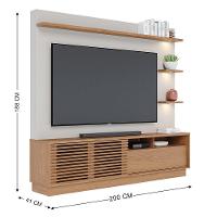 Estante De Tv 70 Polegadas 200cm Com Led Lidia C04 - D'rossi Cor Freijó E Off White Matte