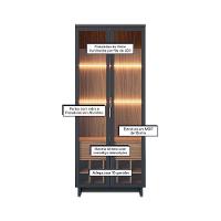 Cristaleira Adega 2 Portas 1 Gaveta Eduarda C04 - D'rossi Cor Preto Fosco E Noce Milano