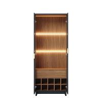 Cristaleira Adega 2 Portas 1 Gaveta Eduarda C04 - D'rossi Cor Preto Fosco E Noce Milano - 5