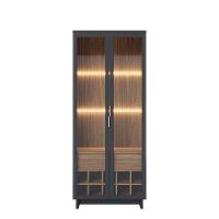 Cristaleira Adega 2 Portas 1 Gaveta Eduarda C04 - D'rossi Cor Preto Fosco E Noce Milano - 10