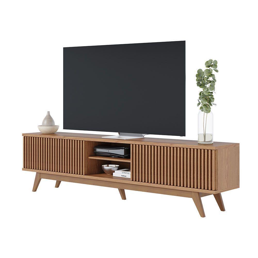 Rack Para Sala Bancada De Tv 75 Pol 218cm Pollyana C04 - D'rossi Cor Freijó - 1