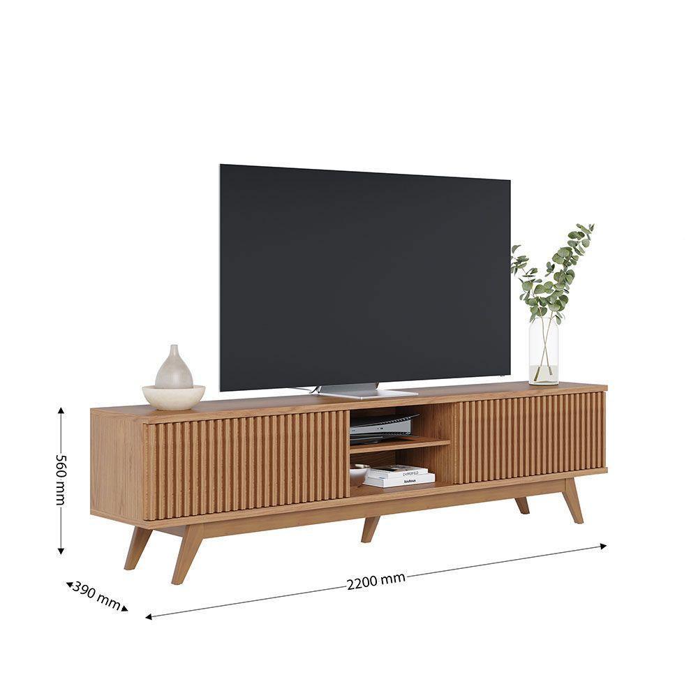 Rack Para Sala Bancada De Tv 75 Pol 218cm Pollyana C04 - D'rossi Cor Freijó - 3