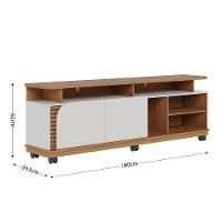 Bancada Tv De 75'' 2 Portas Com Rodízio Ewa 180cm C04 - D'rossi Cor Freijó E Off White - 2