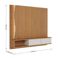 Painel Tv 65 Pol 180cm Bancada Suspensa Ripado Manacá C04 - D'rossi Cor Off White Matte E Freijó