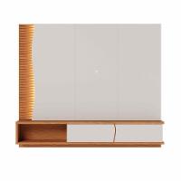 Painel Tv 65 Pol 180cm Bancada Suspensa Ripado Manacá C04 - D'rossi Cor Off White Matte E Freijó - 8