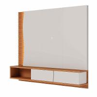 Painel Tv 65 Pol 180cm Bancada Suspensa Ripado Manacá C04 - D'rossi Cor Off White Matte E Freijó - 10