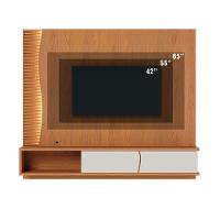 Painel Tv 65 Pol 180cm Bancada Suspensa Ripado Manacá C04 - D'rossi Cor Freijó E Off White Matte - 5