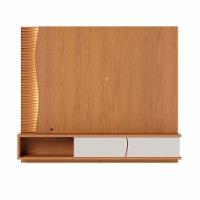 Painel Tv 65 Pol 180cm Bancada Suspensa Ripado Manacá C04 - D'rossi Cor Freijó E Off White Matte - 8