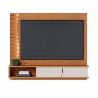 Painel Tv 65 Pol 180cm Bancada Suspensa Ripado Manacá C04 - D'rossi Cor Freijó E Off White Matte - 10