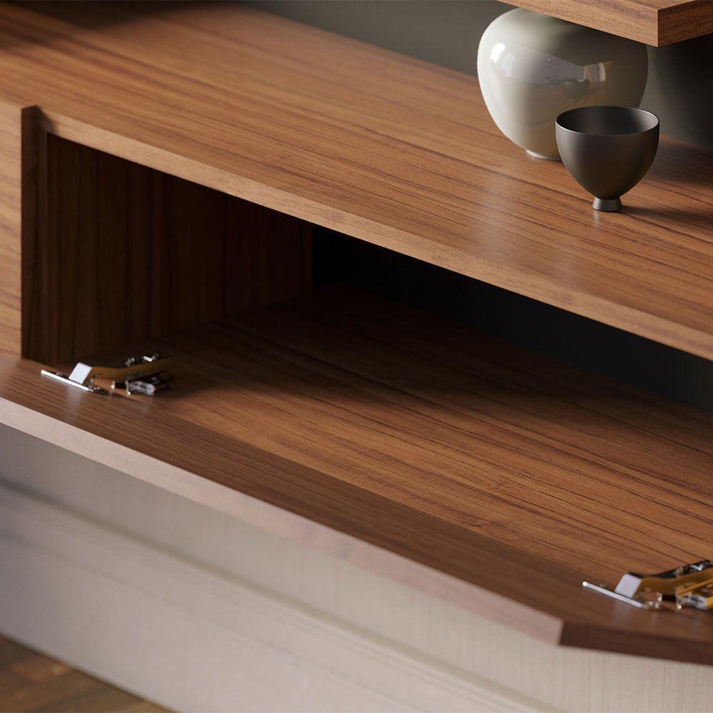 Painel Tv 65 Pol 150cm Bancada Suspensa Ripado Luca C04 - D'rossi Cor Noce Milano/preto Fosco - 8