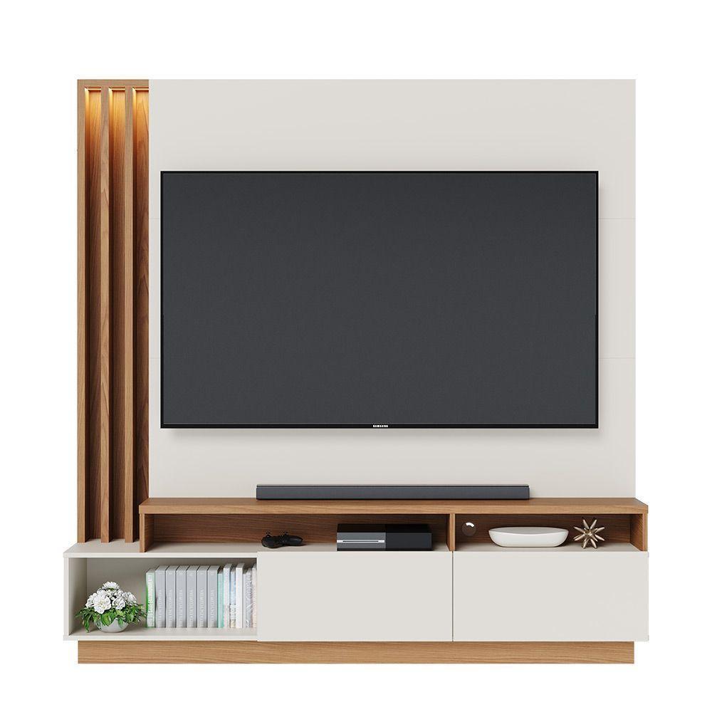 Estante De Tv 65 Polegadas 180cm Com Led Radaelli C04 - D'rossi Cor Freijó E Off White Matte - 5