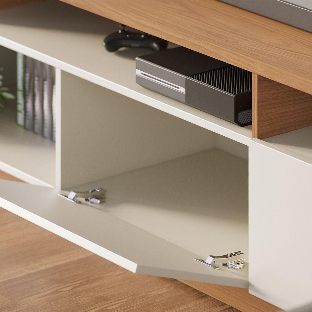 Estante De Tv 65 Polegadas 180cm Com Led Radaelli C04 - D'rossi Cor Freijó E Off White Matte - 6