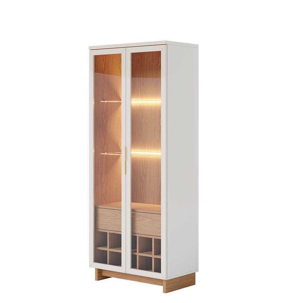 Cristaleira Adega 2 Portas 1 Gaveta Eduarda C04 - D'rossi Cor Off White E Freijó - 1