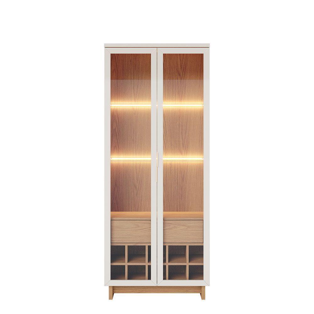 Cristaleira Adega 2 Portas 1 Gaveta Eduarda C04 - D'rossi Cor Off White E Freijó - 5