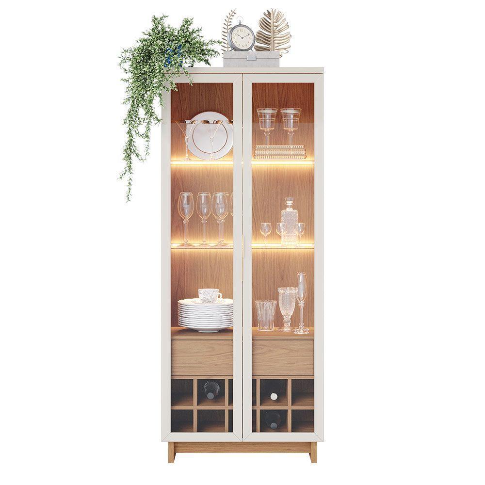 Cristaleira Adega 2 Portas 1 Gaveta Eduarda C04 - D'rossi Cor Off White E Freijó - 9